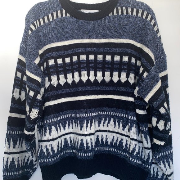 Saturdays blue white and black printed crewneck size L - Picture 1 of 3